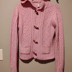 Free People Pink Cable Knit Cardigan